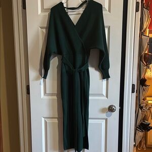 Green Dolman Sleeve Sweater Dress